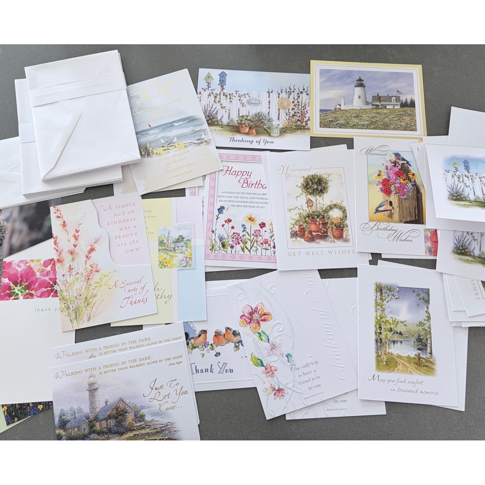 Vintage Style Greeting Card Lot Assorted Occasions Nature Floral Bird 36  Count